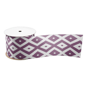Mauve en witte ruitvormig patroon satijnen lint
