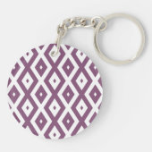 Mauve en witte ruitvormig patroon sleutelhanger (Achterkant)