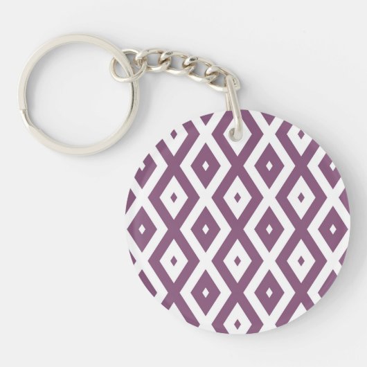 Mauve en witte ruitvormig patroon sleutelhanger (Voorkant)