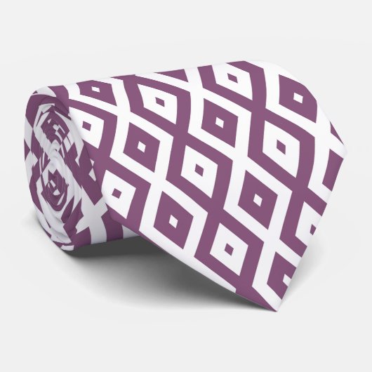 Mauve en witte ruitvormig patroon stropdas (Opgerold)
