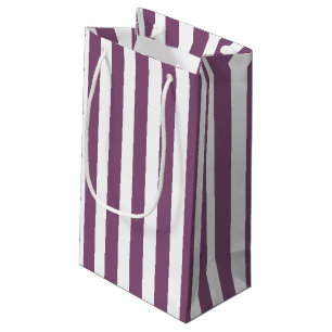 Mauve en witte snoepjes strepen klein cadeauzakje