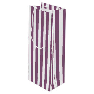 Mauve en witte snoepjes strepen wijn cadeautas