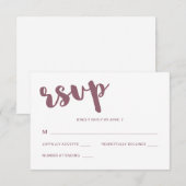 Mauve en Witte Typografie Wedding RSVP Reactie Kaartje (Voorkant / Achterkant)