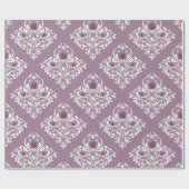Mauve en witte vintage damaskpatroon cadeaupapier (Vlak)
