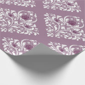 Mauve en witte vintage damastpatroon cadeaupapier (Hoek)