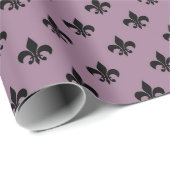 Mauve en zwart antiek Fleur de Lis Parijs patroon Cadeaupapier (Rol Hoek)
