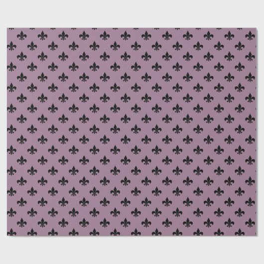 Mauve en zwart Antiek Fleur de Lis Paris Pattern Cadeaupapier (Vlak)
