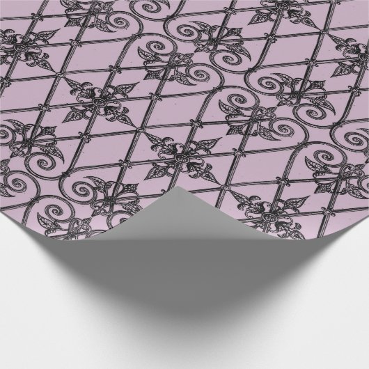 Mauve en zwart  damastpatroon cadeaupapier (Hoek)