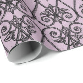 Mauve en zwart  damastpatroon cadeaupapier (Rol Hoek)
