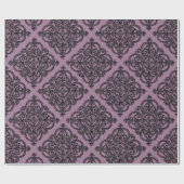 Mauve en zwart  damastpatroon cadeaupapier (Vlak)