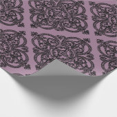 Mauve en zwart  damastpatroon cadeaupapier (Hoek)
