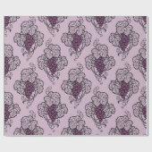 Mauve en zwart  druivenpatroon cadeaupapier (Vlak)