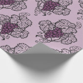 Mauve en zwart  druivenpatroon cadeaupapier (Hoek)