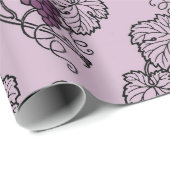 Mauve en zwart  druivenpatroon cadeaupapier (Rol Hoek)