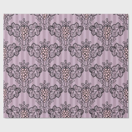 Mauve en zwart  druivenpatroon cadeaupapier (Vlak)