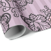 Mauve en zwart druivenpatroon cadeaupapier (Rol Hoek)