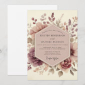 Mauve Ethereal Bloom Wedding Kaart (Voorkant / Achterkant)