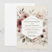 Mauve Ethereal Bloom Wedding Kaart (Voorkant / Achterkant)