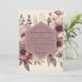 Mauve Ethereal Blossom Wedding Kaart (Staand voorkant)