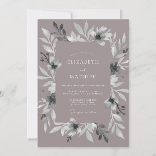 Mauve Ethische Anemoon Bruiloft Kaart (Voorkant)