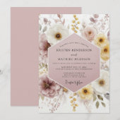 Mauve Ethische Boheemse Bruiloft Kaart (Voorkant / Achterkant)