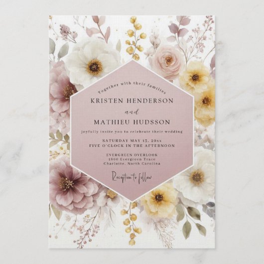 Mauve Ethische Boheemse Bruiloft Kaart (Voorkant)
