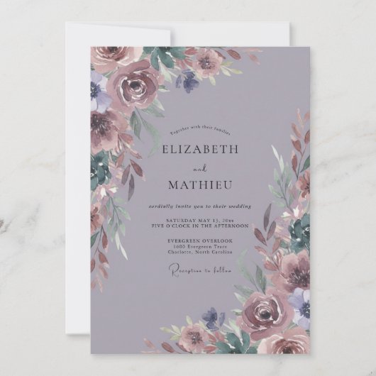 Mauve Ethische Botanische Trouw Kaart (Voorkant)