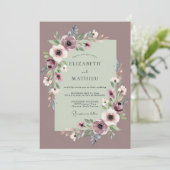 Mauve Ethische Romantische Bruiloft Kaart (Staand voorkant)