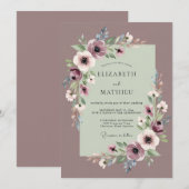Mauve Ethische Romantische Bruiloft Kaart (Voorkant / Achterkant)