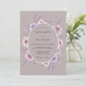 Mauve Ethische Romatische Bruiloft Kaart (Staand voorkant)