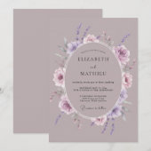 Mauve Ethische Romatische Bruiloft Kaart (Voorkant / Achterkant)