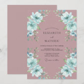 Mauve Ethische Waterverf Bruiloft Kaart (Voorkant / Achterkant)