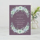 Mauve Exquisite Botanical Wedding Kaart (Staand voorkant)