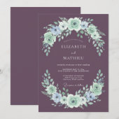 Mauve Exquisite Botanical Wedding Kaart (Voorkant / Achterkant)