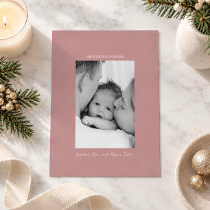 Mauve Familie Foto Eerste Kerstmis Feestdagenkaart