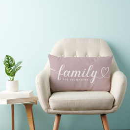 Mauve Familie Hart Script Monogram Kussen