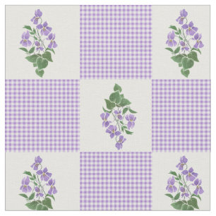  Mauve Faux Patchwork Sweet Violets Fabric Stof