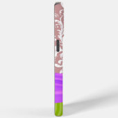 Mauve Faux Rhinstone Gepersonaliseerde Damask Case-Mate iPhone Case (Achterkant / Rechts)