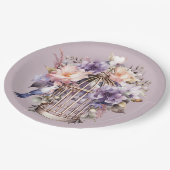 Mauve Finery Paarse Roze Vogelkooi Douche Papieren Bordje (Gekanteld)