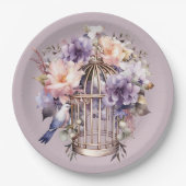 Mauve Finery Paarse Roze Vogelkooi Douche Papieren Bordje (Voorkant)
