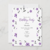 Mauve Five Petal Waterverf Flowers Patroon Kaart (Voorkant)