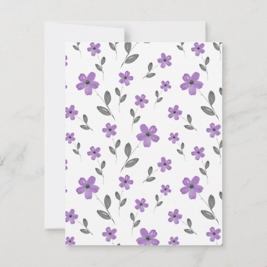 Mauve Five Petal Waterverf Flowers Patroon Kaart (Achterkant)