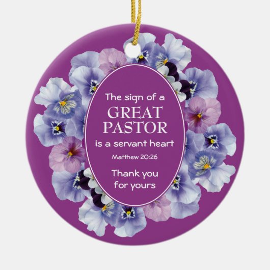 Mauve Floral BEDANK U Pastor Appreciation Keramisch Ornament (Voorkant)
