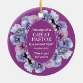Mauve Floral BEDANK U Pastor Appreciation Keramisch Ornament (Achterkant)