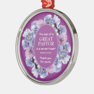 Mauve Floral BEDANK U Pastor Appreciation Metalen Ornament