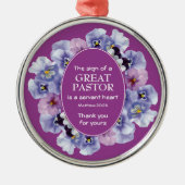 Mauve Floral BEDANK U Pastor Appreciation Metalen Ornament (Voorkant)