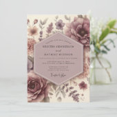 Mauve Floral Bloom Wedding Kaart (Staand voorkant)