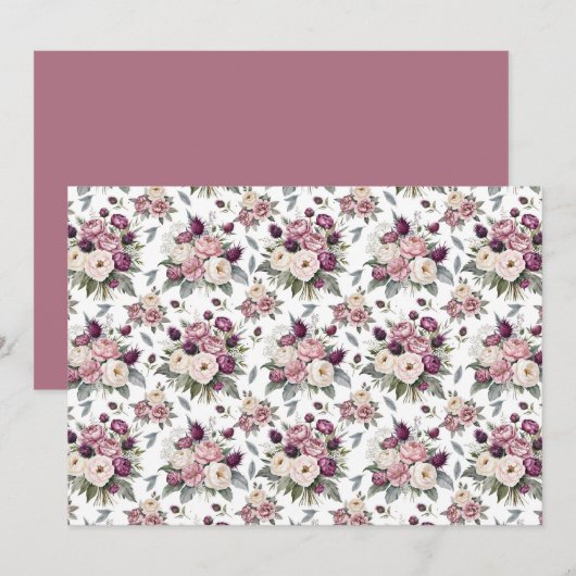 Mauve Floral Botanical Note Card Notitiekaartje (Voorkant / Achterkant)