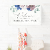 Mauve Floral Bridal / Baby shower welkomstbanner Spandoek (Insitu)