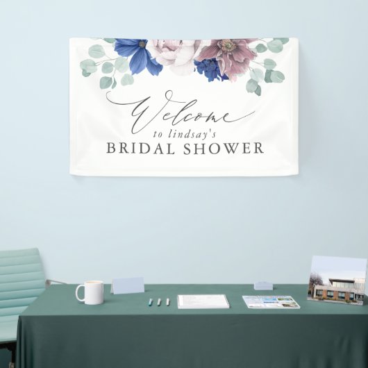 Mauve Floral Bridal / Baby shower welkomstbanner Spandoek (Beurs)